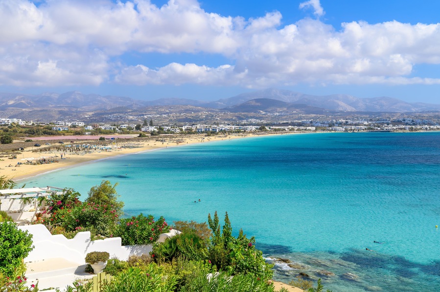 Landscape with Agios Prokopios beach, Naxos island, Greece Cyclades