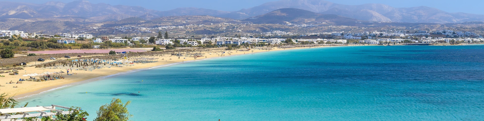 Landscape with Agios Prokopios beach, Naxos island, Greece Cyclades