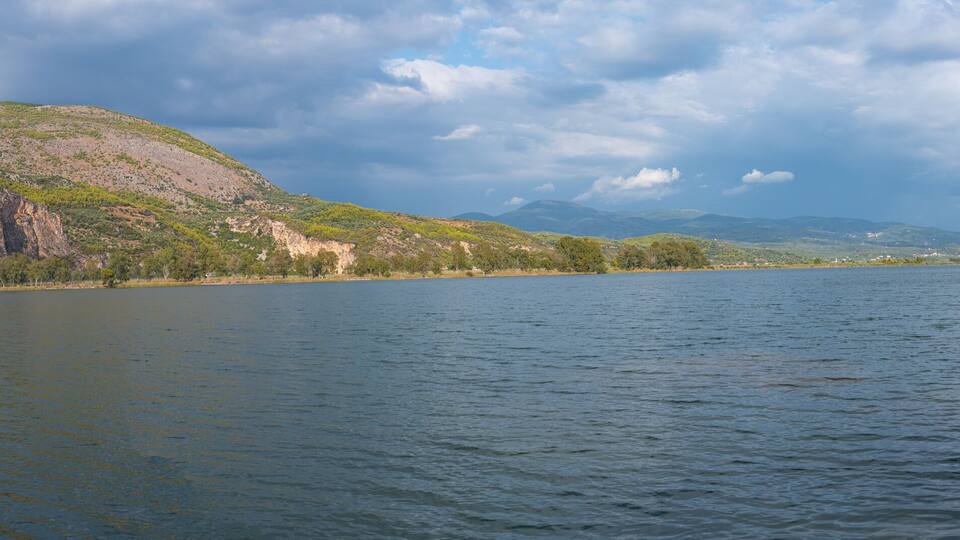 Kaiafas lake panorama in Zacharo, Peloponnisos, Greece