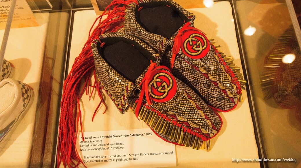 Some pieces are contemporary, and decidedly on the whimsical side.
This one is entitled "If Gucci Were a Straight Dancer from Oklahoma" by Angela Swedberg (2015)