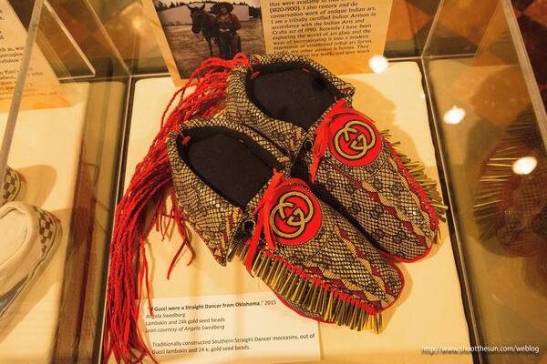 Some pieces are contemporary, and decidedly on the whimsical side.
This one is entitled "If Gucci Were a Straight Dancer from Oklahoma" by Angela Swedberg (2015)