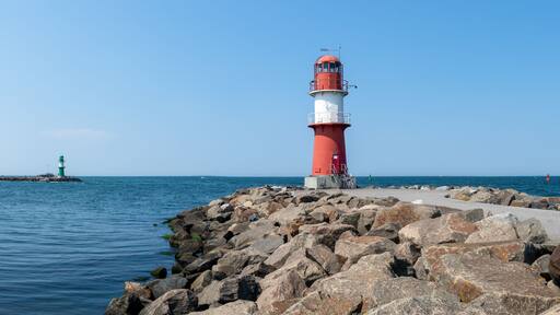 Lighthouse Ostmole Warnemünde, Baltic Sea, Rostock, Mecklenburg-Vorpommern, Germany