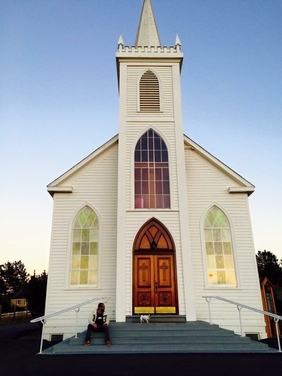 This is the famous church from Alfred Hitchcock's The Birds movie. Eat some abalone while you are out here.