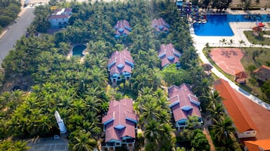 Overview of 4-star TTC resort with rows of bungalows at Ninh Chu beach Van Hai ward , Son Hai, Phan Rang city, Vietnam