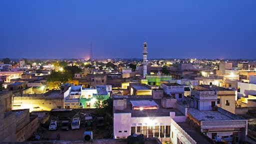 Night view of Mandawa town in Shekhawati province, Jhunjhunu District, Rajasthan, India.