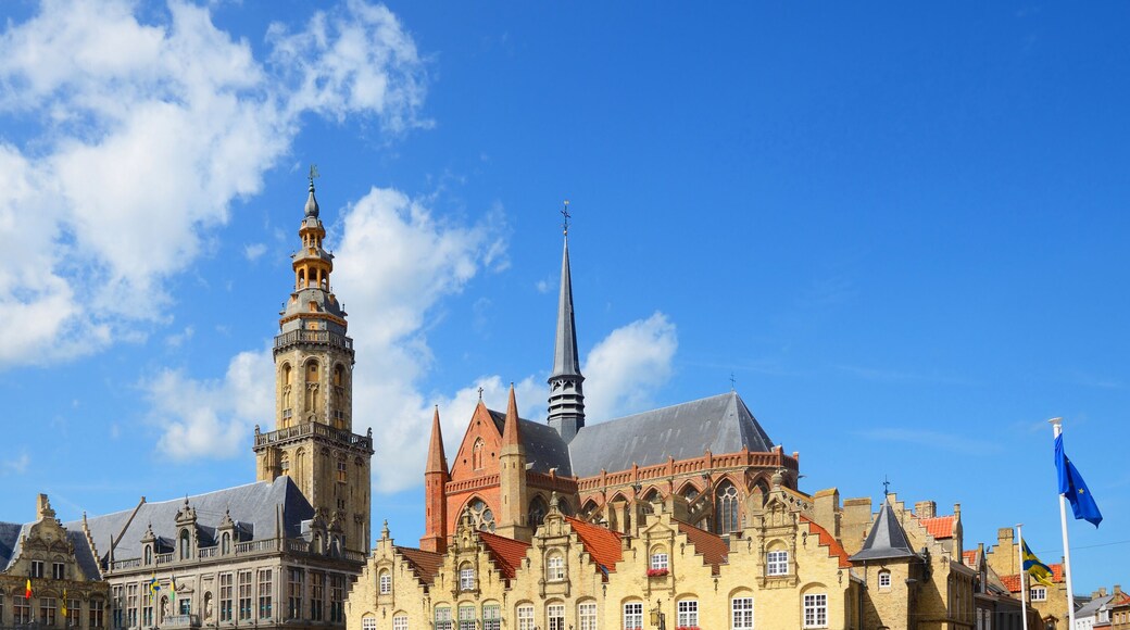 Car parking in the old town of Veurne, Belgium