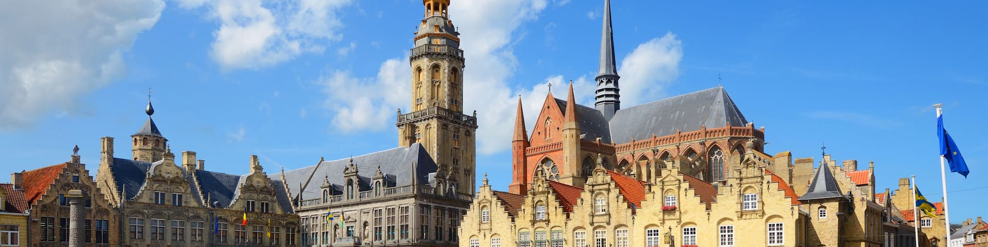 Car parking in the old town of Veurne, Belgium