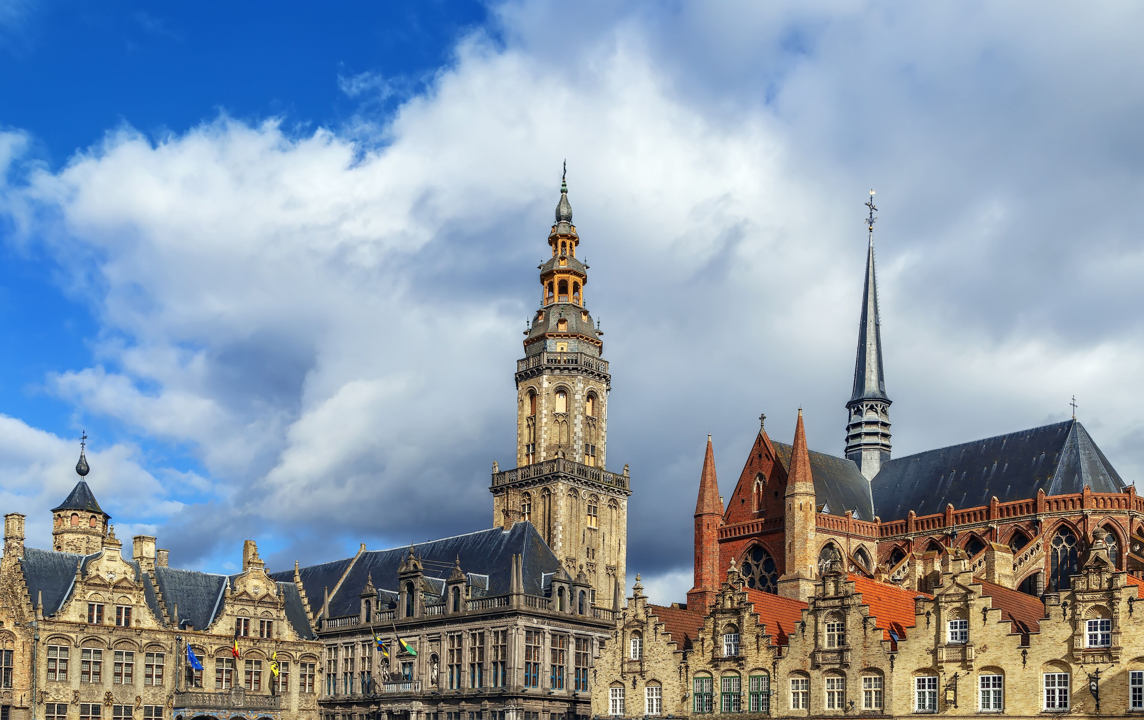 Belfry and  church of Saint Walburga, Veurne, Belgium