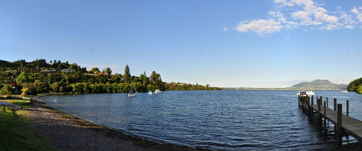 Jetty on Acacia Bay, North Island New Zealand