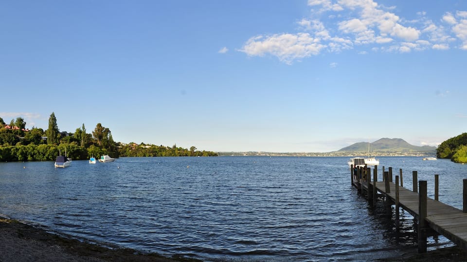 Jetty on Acacia Bay, North Island New Zealand