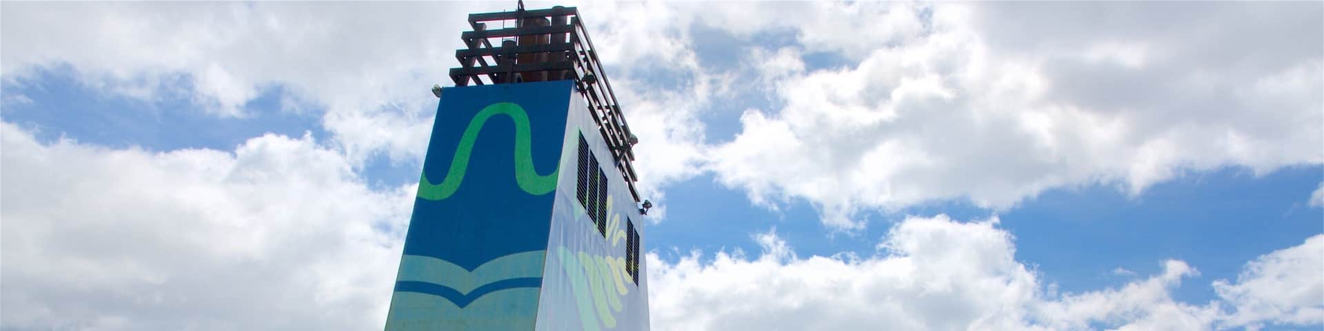 Queen Charlotte Sound featuring a bay or harbor and a ferry