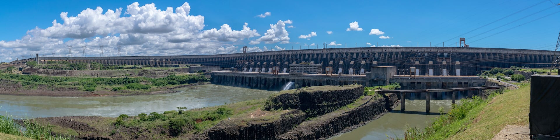 The Itaipu Dam is a hydroelectric dam on the Paraná River located on the border between Brazil and Paraguay.