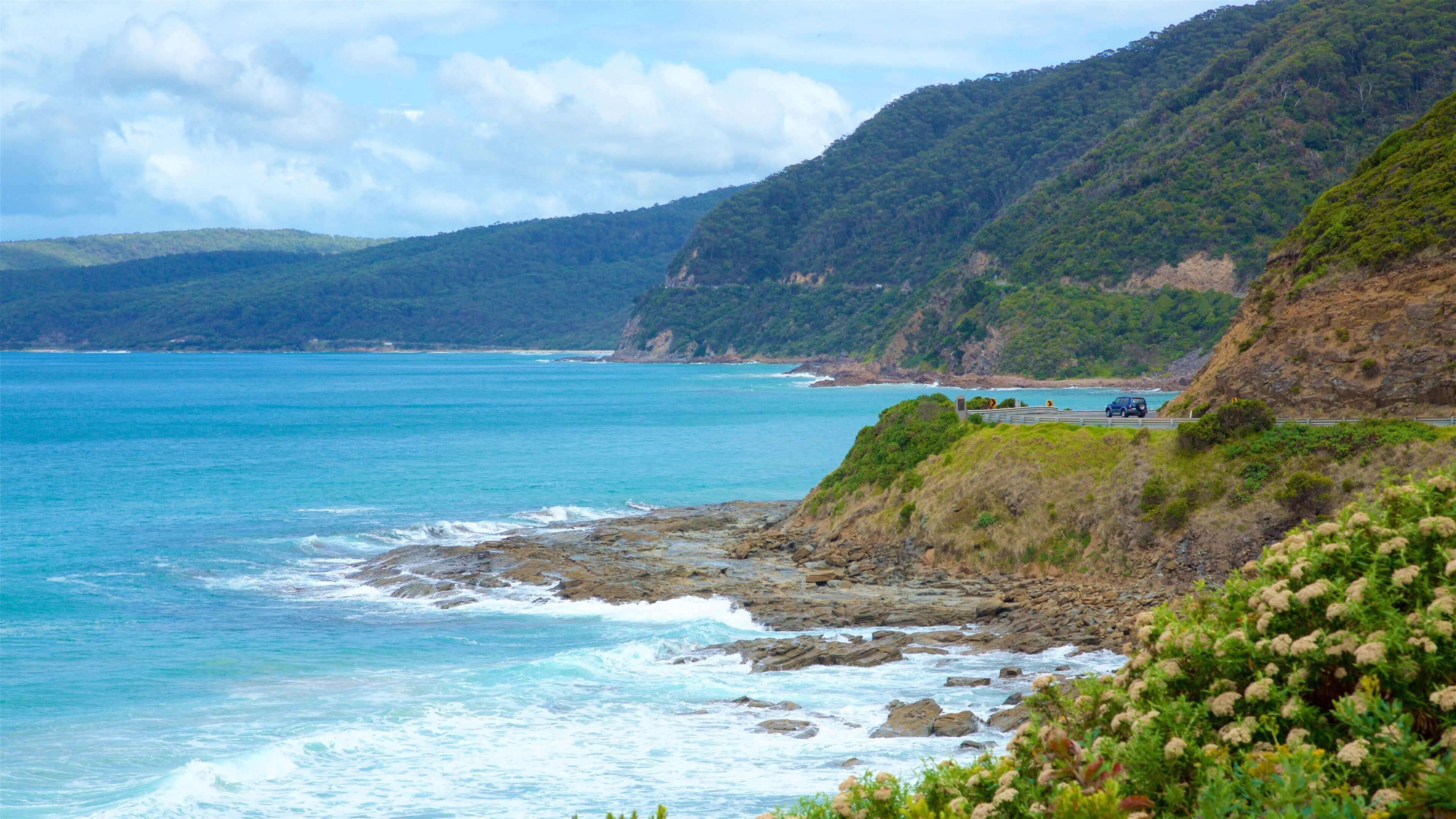 Great Ocean Road which includes rocky coastline and general coastal views