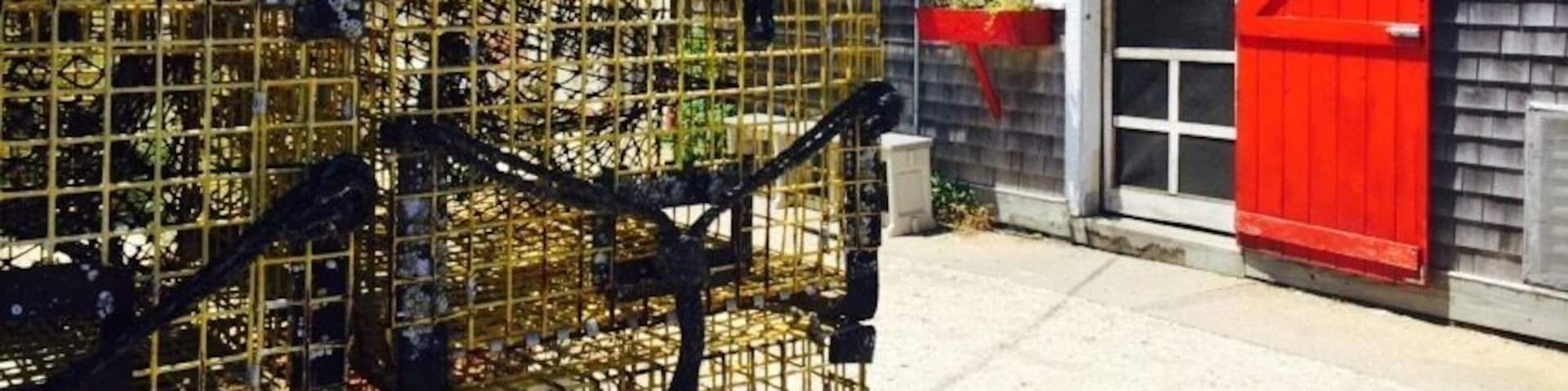 In the fishing village of Menemsha in Marthas Vineyard. Delicious lobster rolls, clam chowder, lobster bisque etc. they'll boil your fresh lobster for you if you don't want to do it yourself. Some benches outside if you want to 'eat in' but best bet is to take your food down to the beach for a picnic.