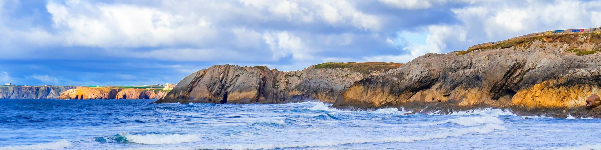 Seascape from Beach of Arnao, Rocky Coast, Arnao, Castrillón Council, Cantabrian Sea, Principado de Asturias, Spain, Europe