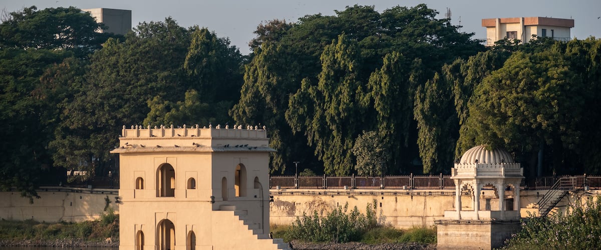 Pavilions in the ancient fortress of the Lakhota Palace in Jamnagar