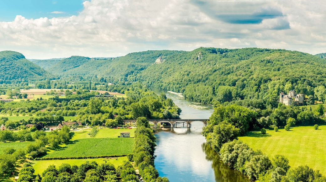Panoramic view to the Countryside from the Beynac-et-Cazenac Castle located in the Dordogne department in southwestern France