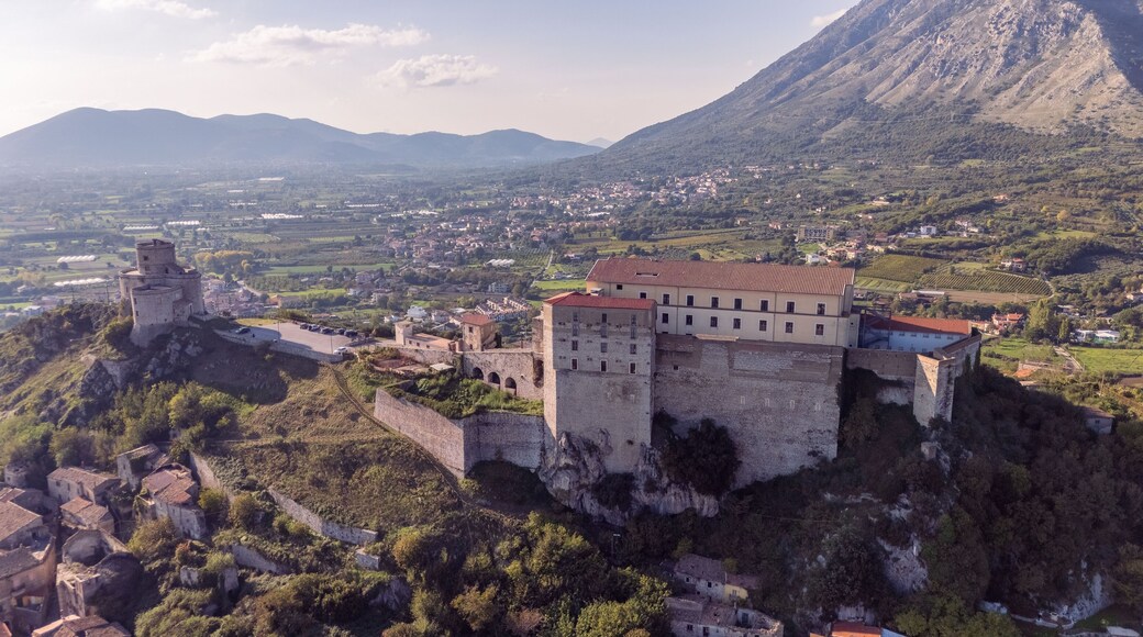 Aerial View of Castello di Montesarchio and Tower in Campania Italy