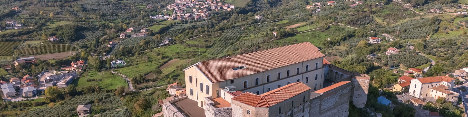 Castello di Montesarchio from Elevated Drone Perspective
