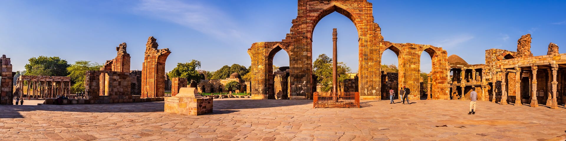 Iron pillar also known as Ashoka Pillar is 7.2m high was constructed by King Chandra. It is famous for rust-resistant composition of the metals used in its construction at Qutb complex at Delhi, India