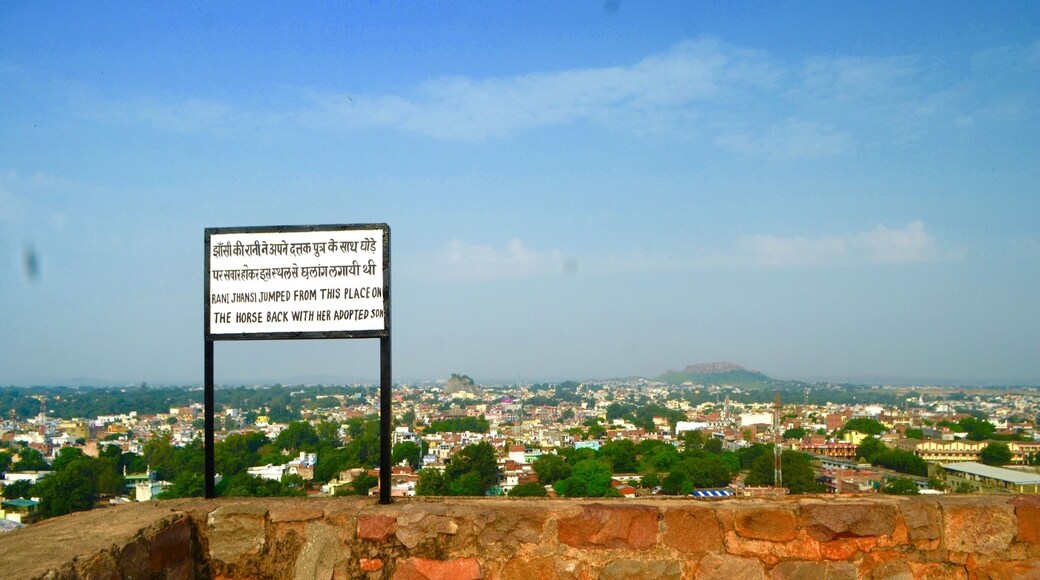 Rani lakshami baai jumped out here with her son and with her horse.