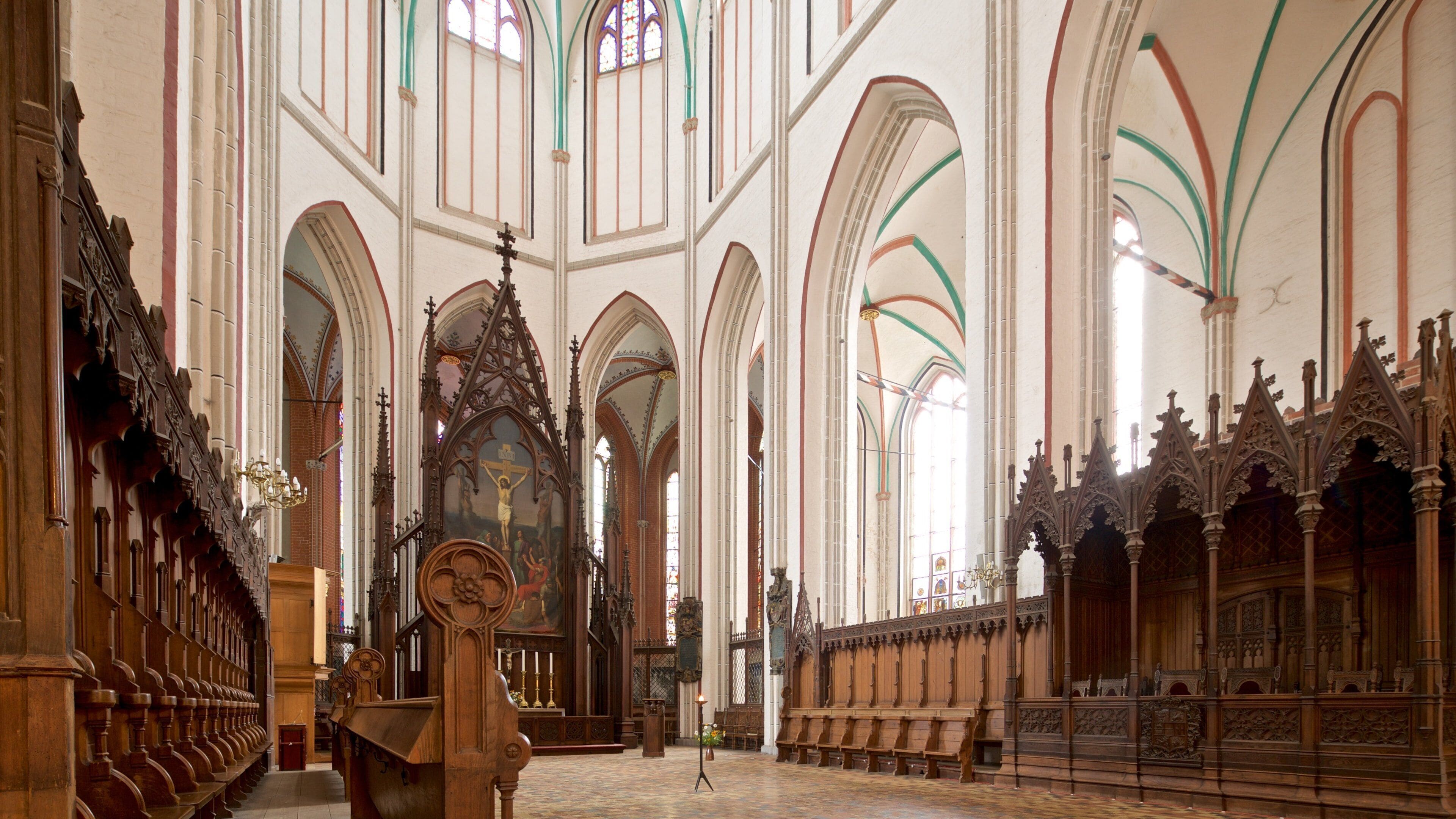 Schwerin Cathedral which includes heritage elements, a church or cathedral and interior views