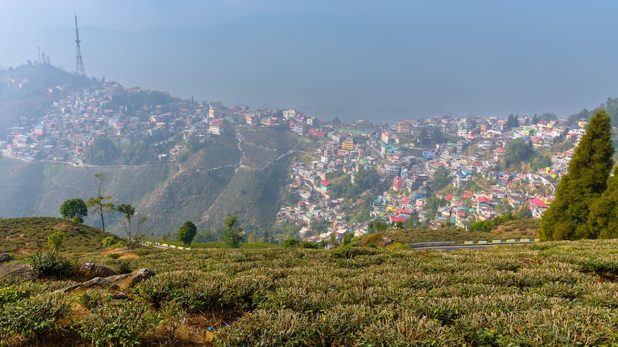 View of Hill Station Buildings in India.