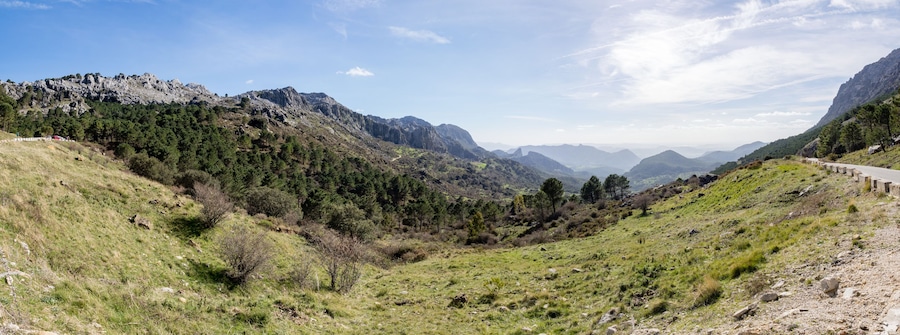Panorama, Sierra de Zahara behind Grazalema, Andalucia, Spain