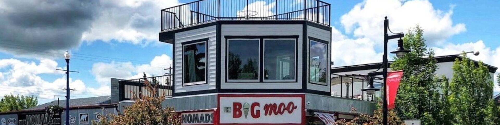 It started out as a gas station and convenience store with only 6 flavors of ice cream. However, they soon realized that selling ice cream and beach toys was much more fun than selling gas and that was when The Big Moo in Sylvan Lake, Alberta, was born. There are now 80 flavors of premium ice cream that are served in homemade waffle cones, burgers, wraps, rice bowls and many other yummy treats. (July 2019)