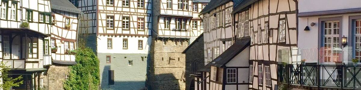 Monschau in Germany, medieval townscape and timbered houses