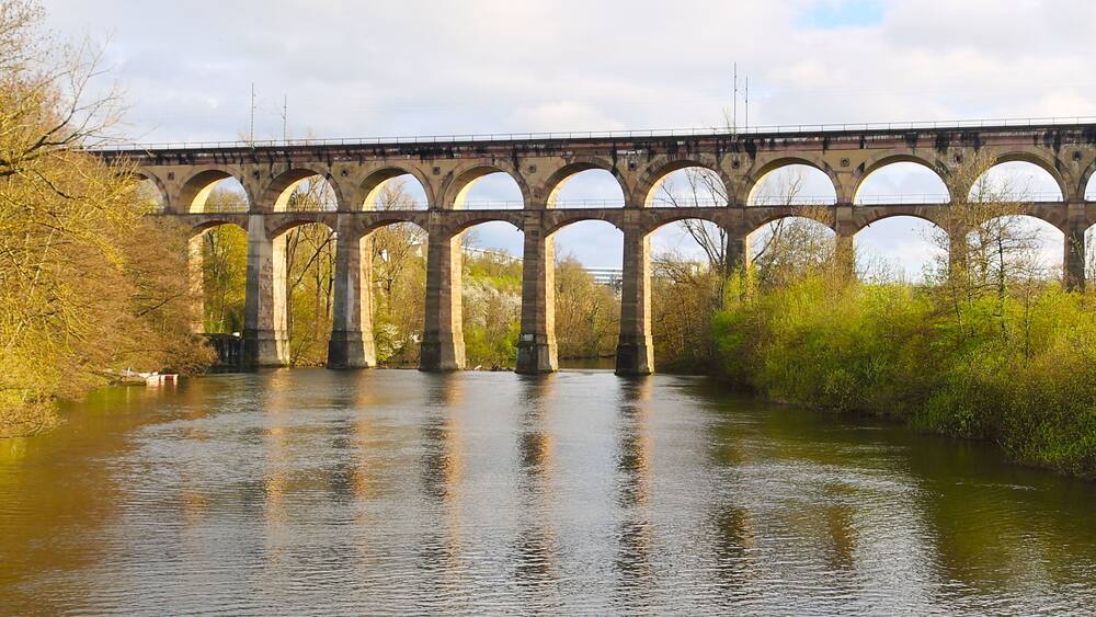 The Viaduct over the Enz River in Bietigheim-Bissingen, Baden-Wuerttemberg, Germany, Europe