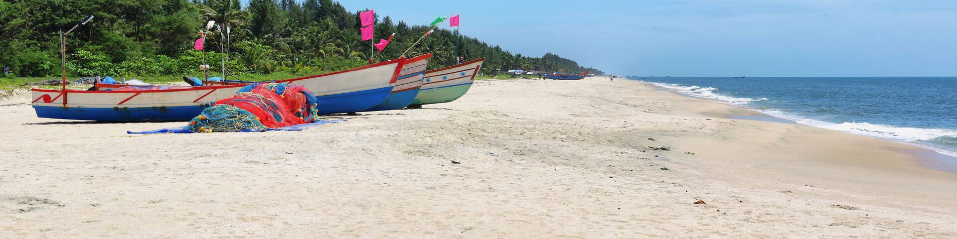 Tropical white sand beach of mararikulam, Kerala, India