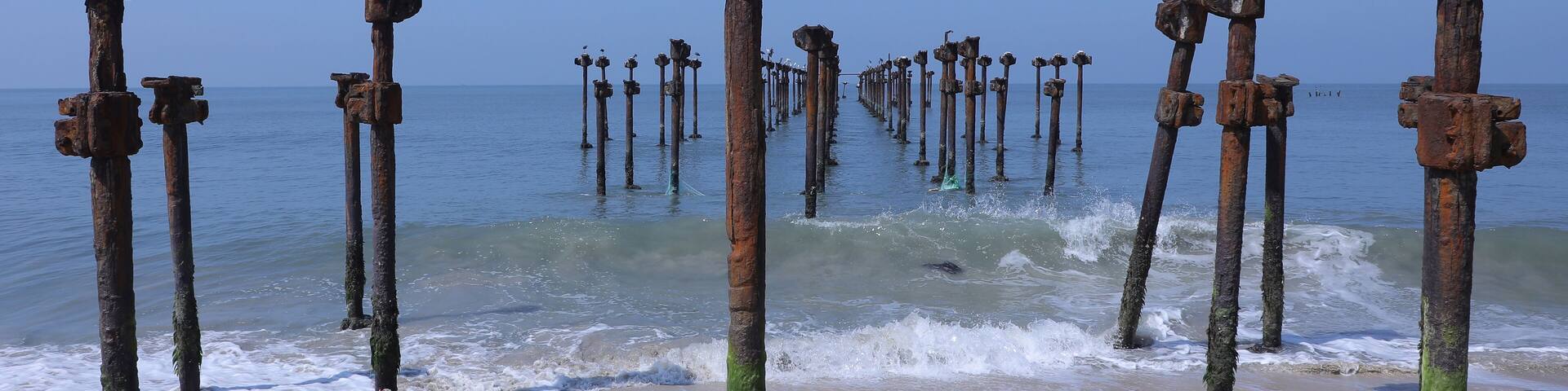 Close-Up of Rusted Pier Pillars – Calicut Beach