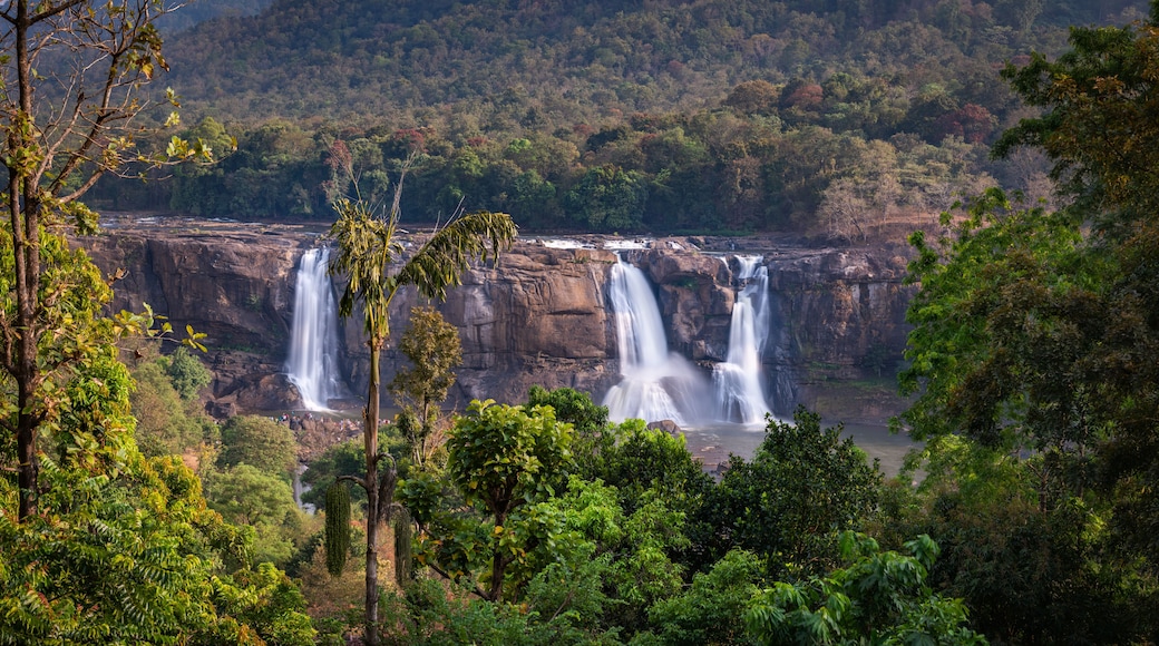 Beautiful long exposure view of Athirappilly water falls, which originates from the upper reaches of the Western Ghats, Chalakkudy, Thissur, India.