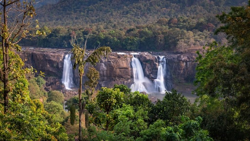 Beautiful long exposure view of Athirappilly water falls, which originates from the upper reaches of the Western Ghats, Chalakkudy, Thissur, India.