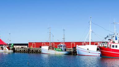Laesoe / Denmark: The idyllic fishing port of Oesterby Havn on a quiet summer day in august