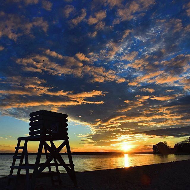 The Ottawa Valley is known for its amazing sunsets due to environmental conditions.  And this is a great spot to see them - - from the beach on the Ottawa River in Quebec. #blue