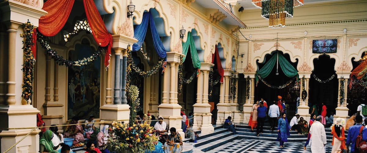 The Krishna Balaram Mandir was personally established by His Divine Grace A.C. Bhaktivedanta Swami Prabhupada on Rama Navami in 1975. The temple is situated in Raman Reti, Vrindavan, U.P., where the Supreme Lord Sri Krishna displayed His transcendental pastimes 5,000 years ago. Besides the temple hall, Prabhupada’s House and Srila Prabhupada’s Samadhi are also located within the temple complex.