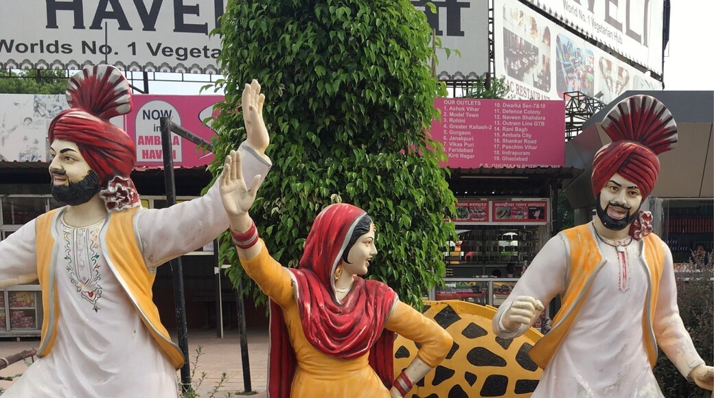 This is a famous North Indian restaurant at highway en route from Delhi-Chandigarh, named Haveli (translated as the palace). It serves authentic North Indian cuisine with pure spices and butter. It’s entrance has these dummies that colonise our minds while showcasing the culture of Punjab(an Indian state). #Red
