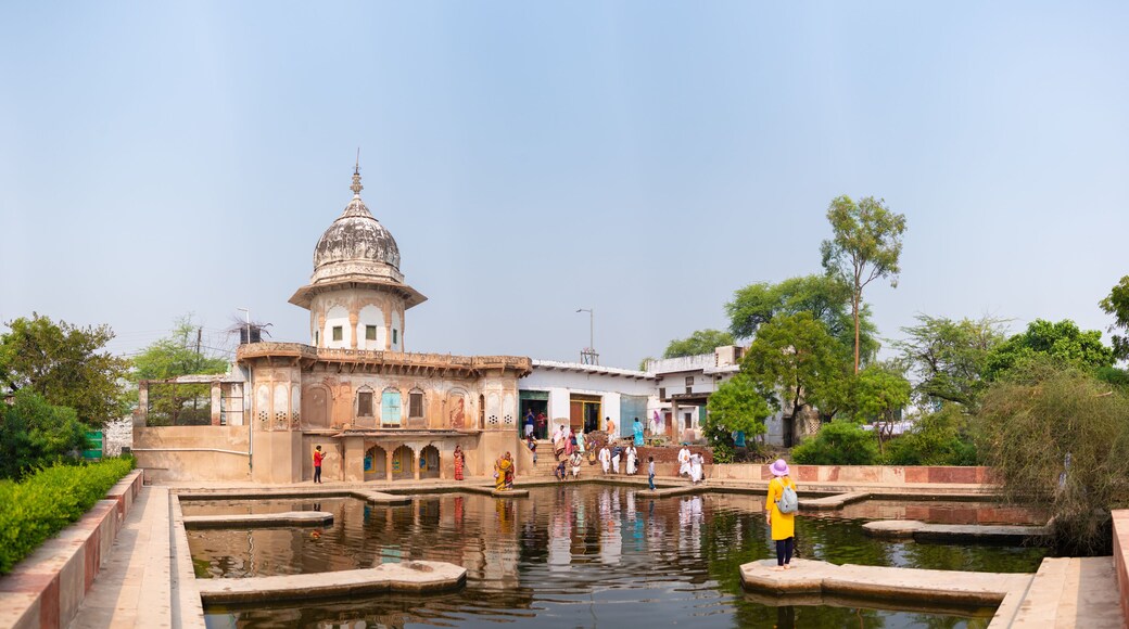 general view, sacred place uddhava kunda on govardhan hill in india, place of pilgrimage