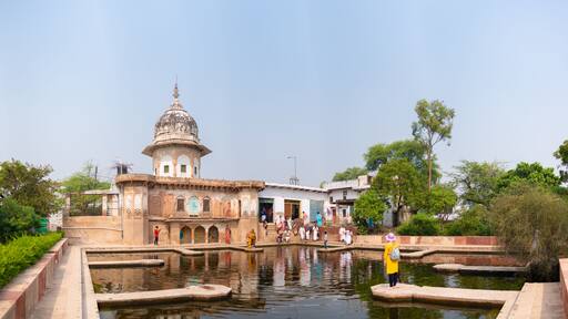general view, sacred place uddhava kunda on govardhan hill in india, place of pilgrimage