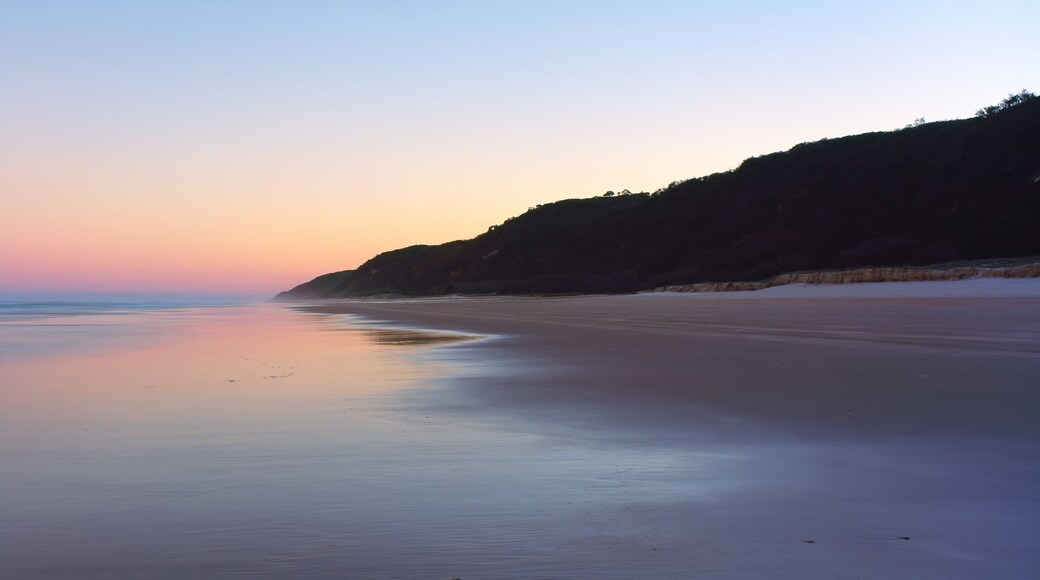 A panoramic view of sunset on Fraser Island's 75 mile beach