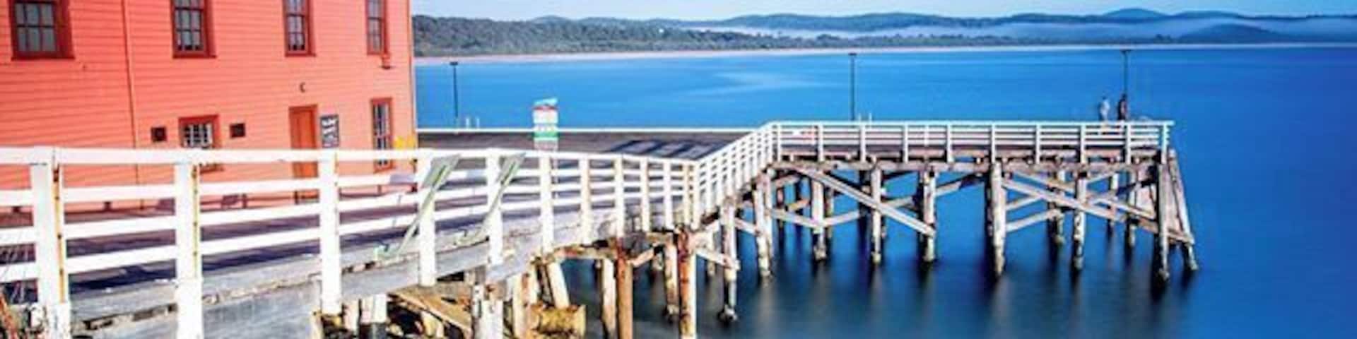 Where a man made structure goes close to fitting in with the natural beauty of the #SouthCoast  This is the historic wharf, One of Tathra's iconic setups #stimages2016roadtrip #seeaustralia @visitnsw