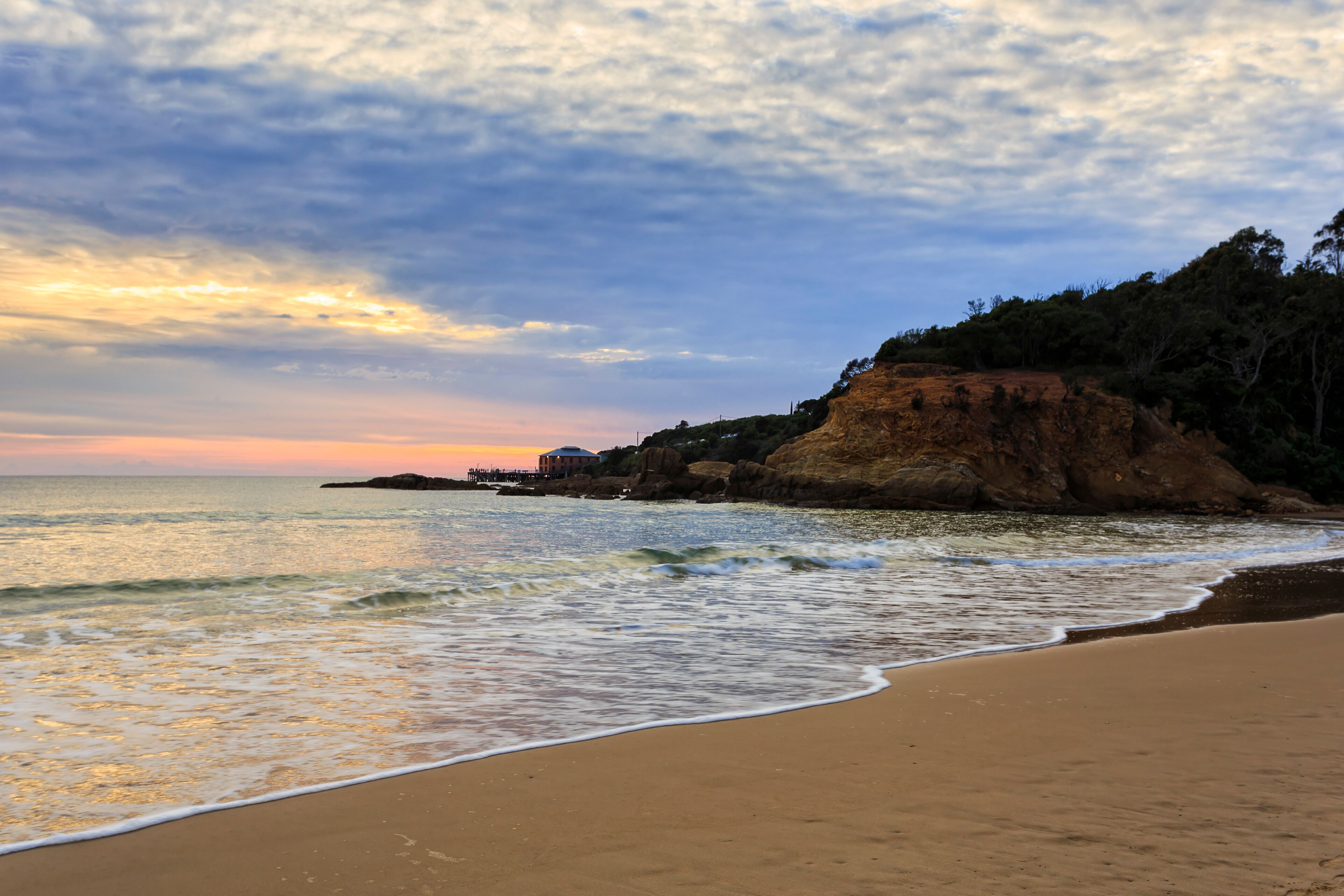 Sea Tathra Sand beach wave side rise