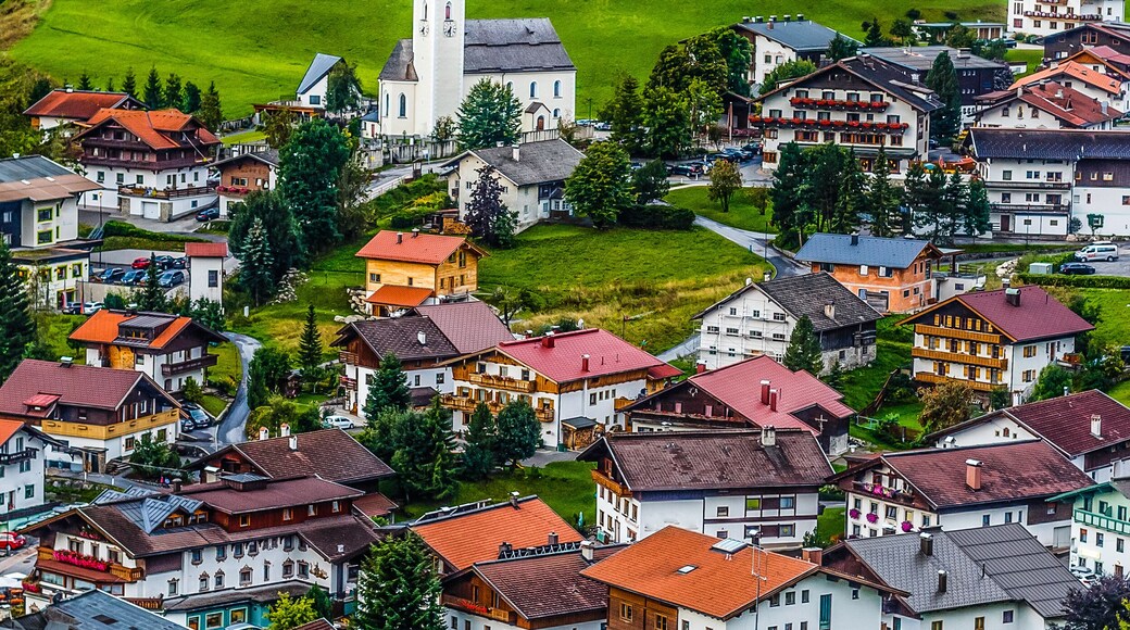 Mountain valley village landscape summer