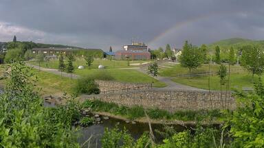 Ennepebogen Gevelsberg mit Regenbogen im Hintergrund