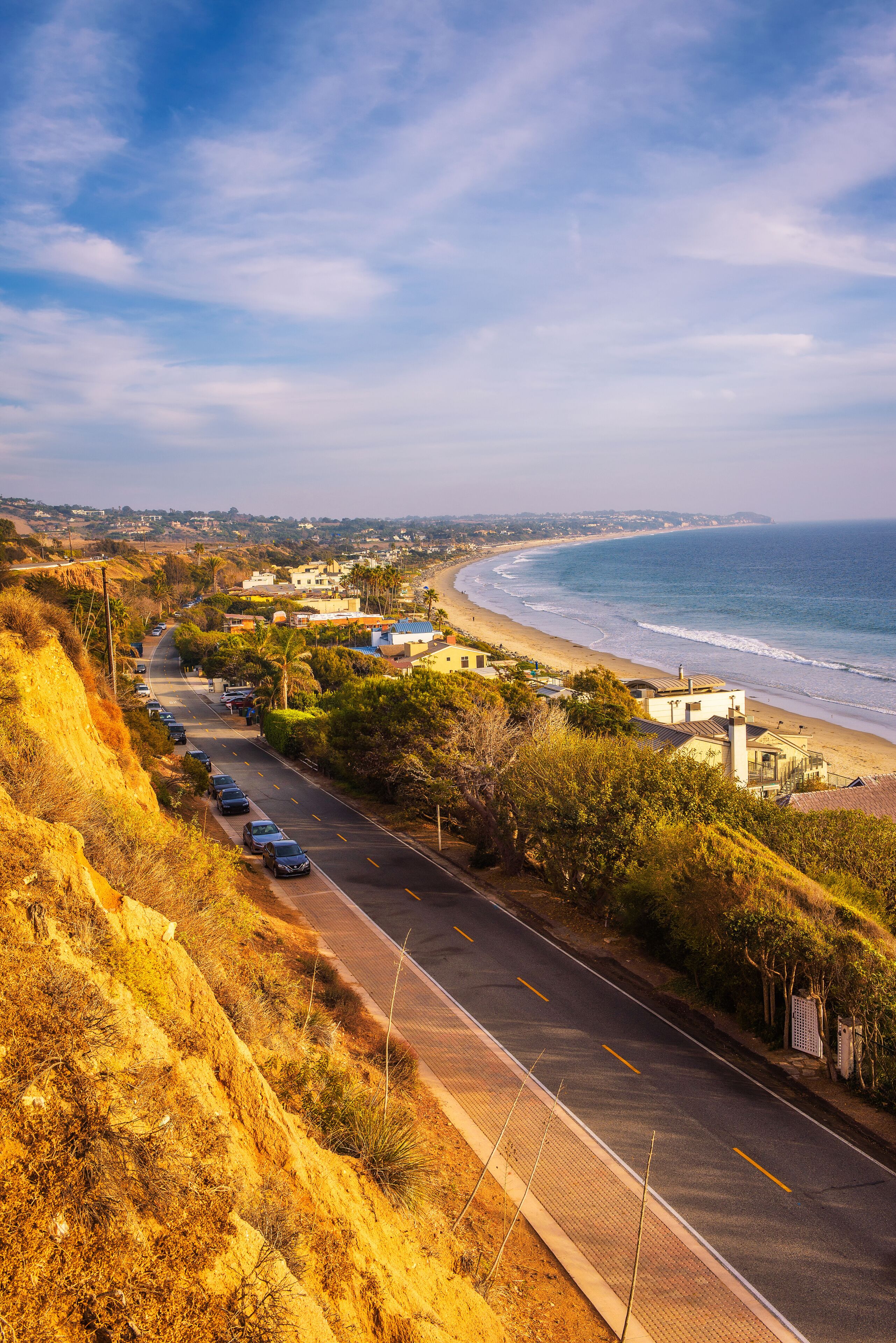 Oceanfront homes of Malibu beach in California