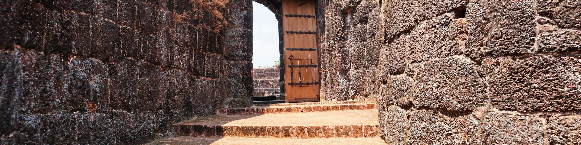Main entrance of Purnagad Fort, a 16th-century monument, Ratnagiri, Maharashtra, India.