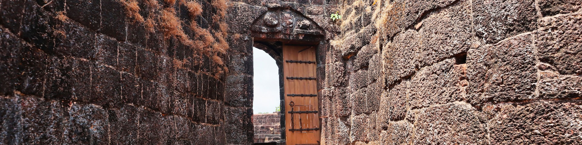 Main entrance of Purnagad Fort, a 16th-century monument, Ratnagiri, Maharashtra, India.
