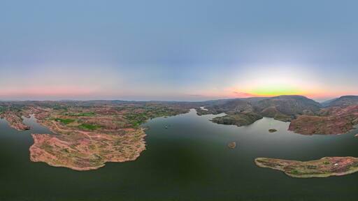 aerial drone panoramic shot Alsigarh lake Rayta bahubali aravalli hills just outside udaipur a fast growing tourist spot in the city of lakes tourist spot in Rajasthan